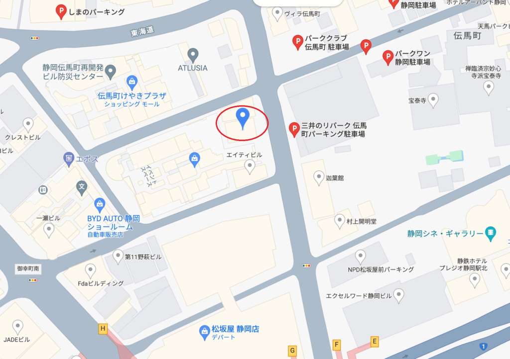 ABCクリニック美容外科静岡院の周辺駐車場情報です。