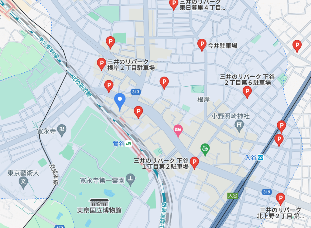 上野クリニック上野本院周辺の駐車場情報です。