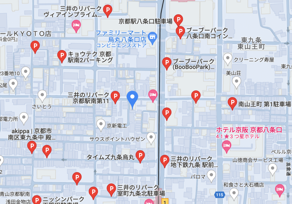 京都上野クリニック京都医院周辺の駐車場情報です。