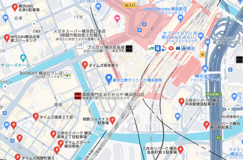 東京上野クリニック横浜医院周辺の駐車場情報です。