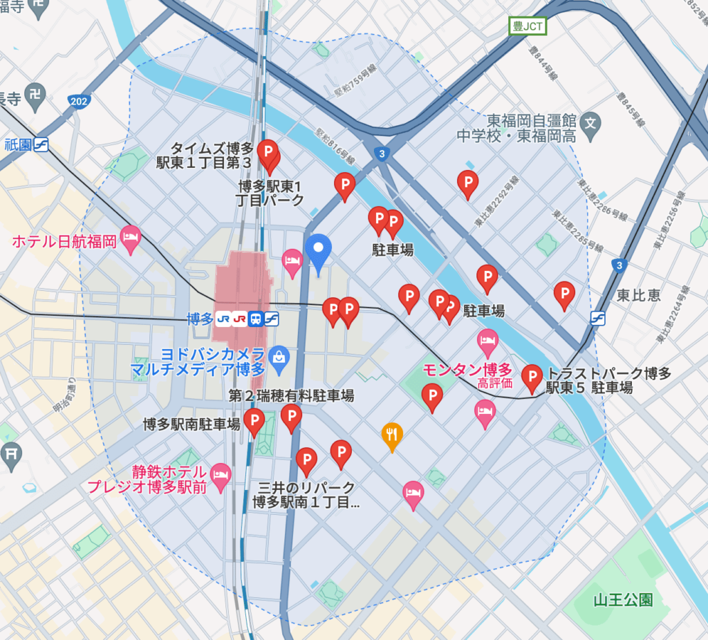 東京上野クリニック福岡医院周辺の駐車場情報です。
