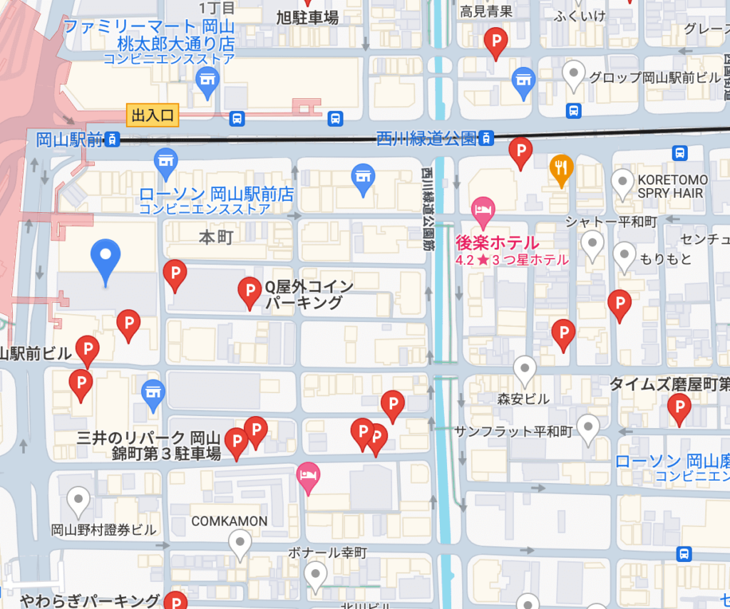 東京上野クリニック岡山医院の駐車場情報です。