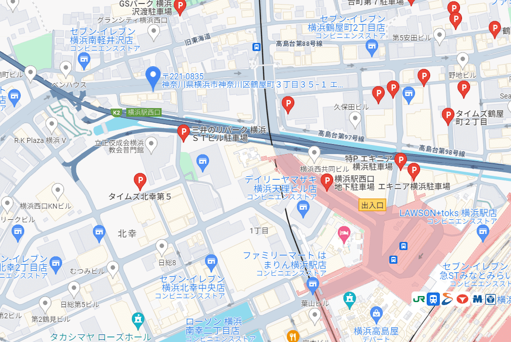 東京ノーストクリニック横浜院周辺の駐車場情報です。